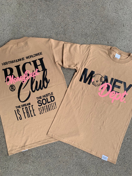 Money Dept Tee (Khaki/Pink)